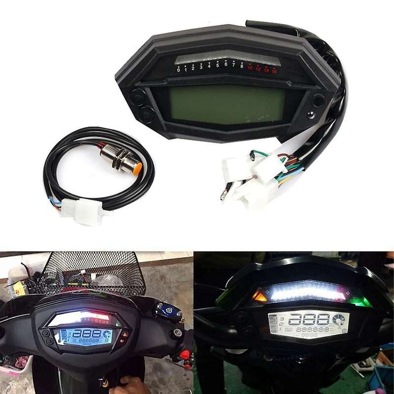 Motorcycle Tachometer Hour Meter Digital Speedometer Gear Indicator 7 Colors Parts Universal for Z10