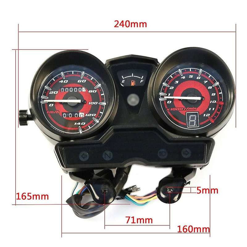Motorcycle Tachometer for YBR125 YBR 125 JYM125 Speedometer Odometer Gauge Gear Indicator Meter