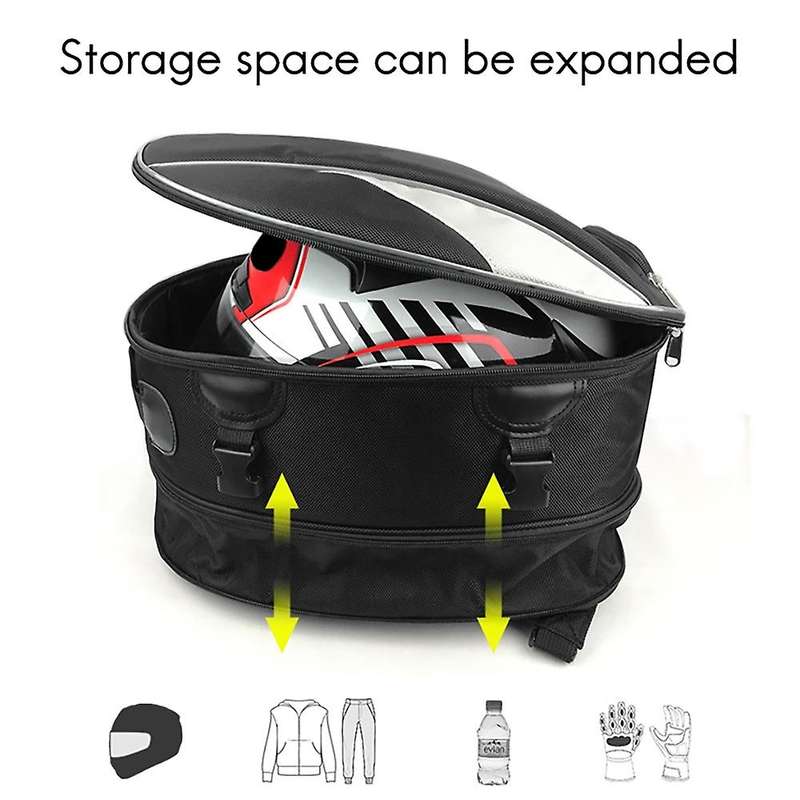 Motorcycle Tail Bag Dual Use Motorcycle Seat Bag with Waterproof Cover 28L Expandable Luggage Storag