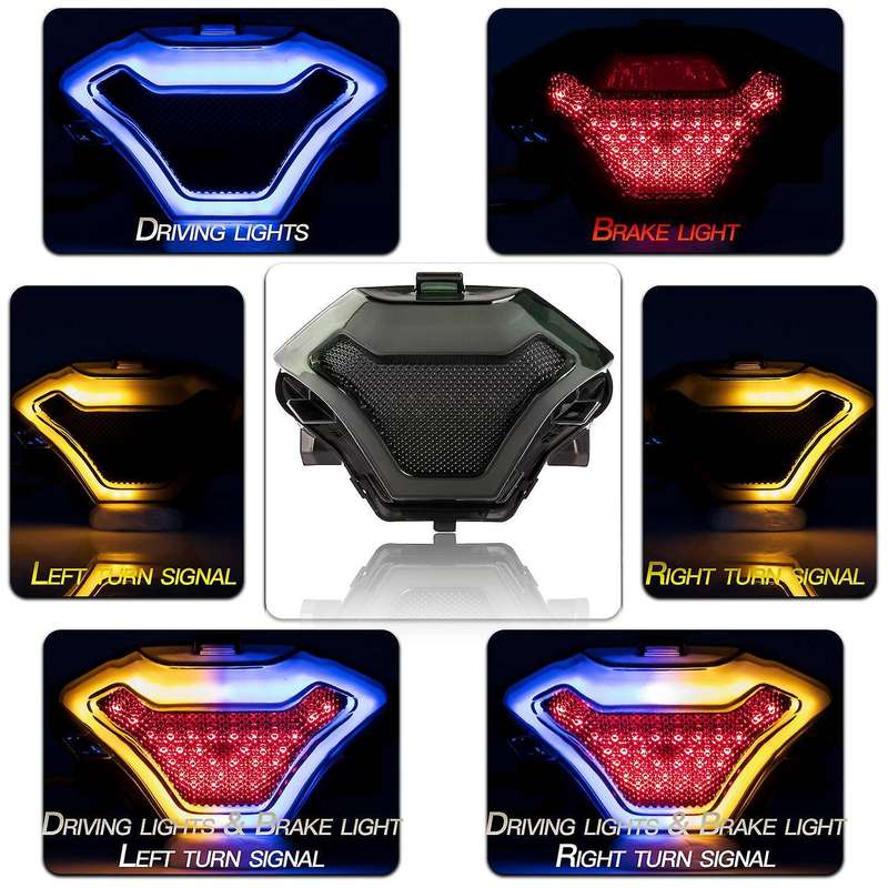 Motorcycle Tail Light Brake Turn Signal Lamp Flowing Flash for YZF R3 R25 Y15ZR MT03 MT07 FZ07 LC150