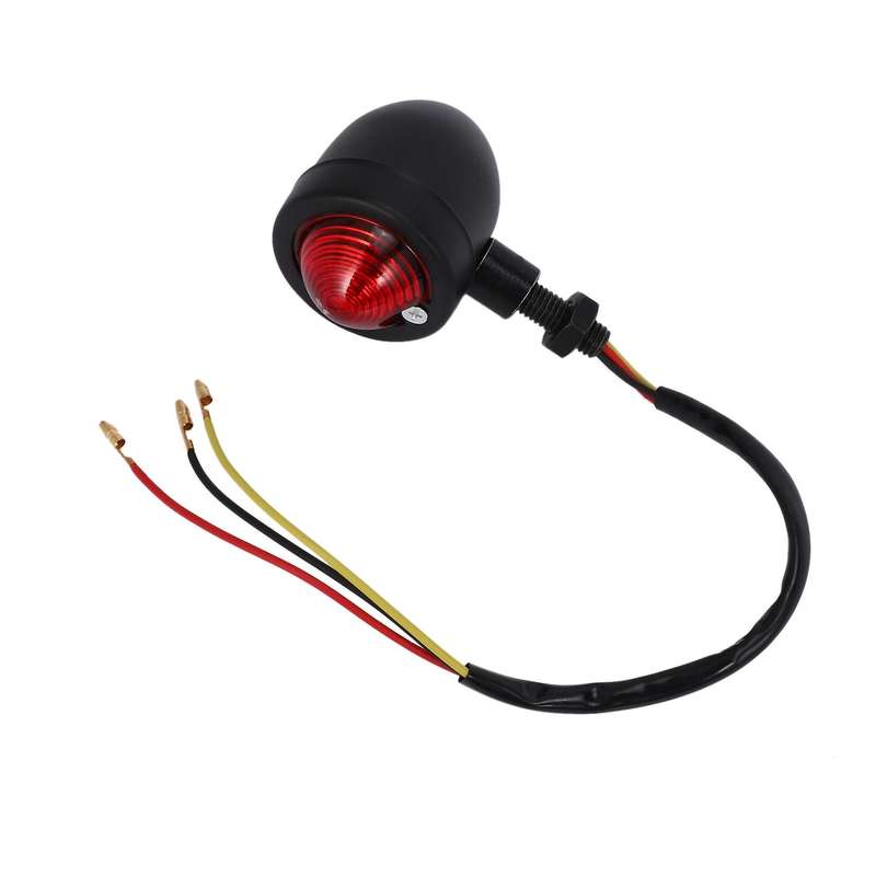 Motorcycle Tail Light Retro PC Lens Brake Lamp Stop Light License Plate Holder 12V Universal Fits Mo