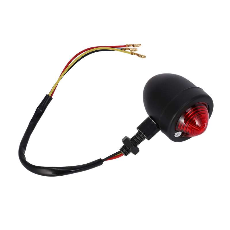 Motorcycle Tail Light Retro PC Lens Brake Lamp Stop Light License Plate Holder 12V Universal Fits Mo