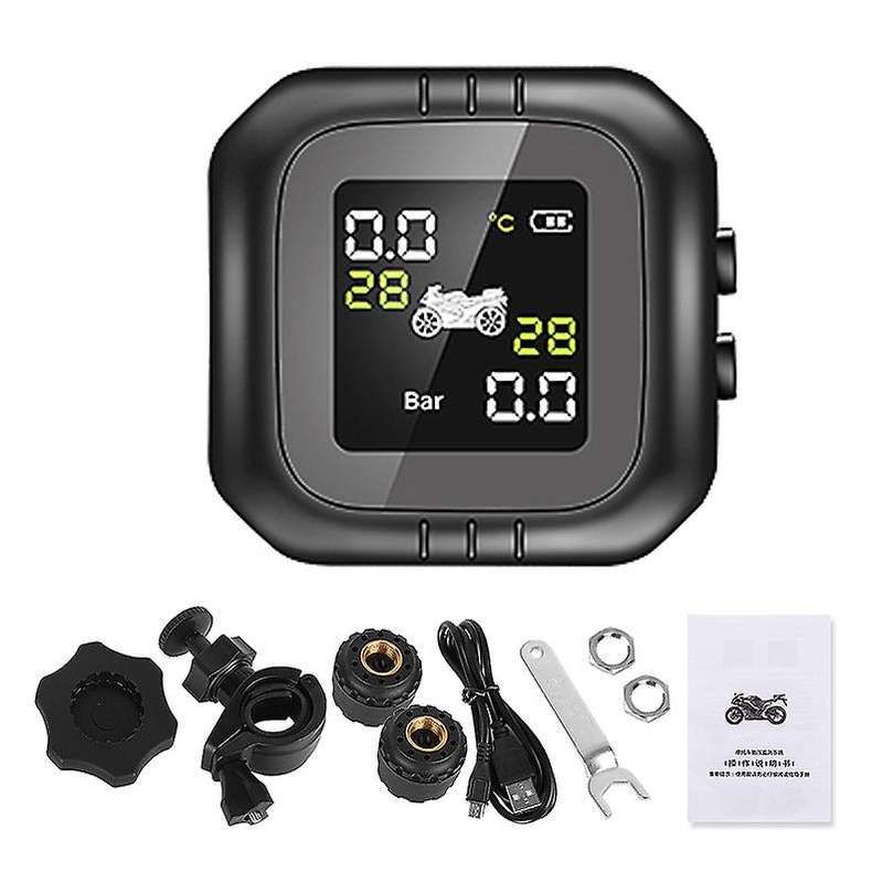 Motorcycle Tire Pressure Monitoring System Temperature Alarm Waterproof Cordless TPMS External Senso
