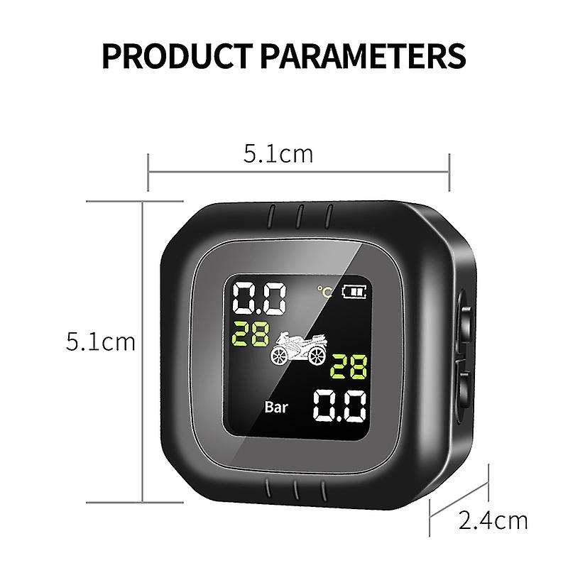 Motorcycle Tire Pressure Monitoring System Temperature Alarm Waterproof Cordless TPMS External Senso