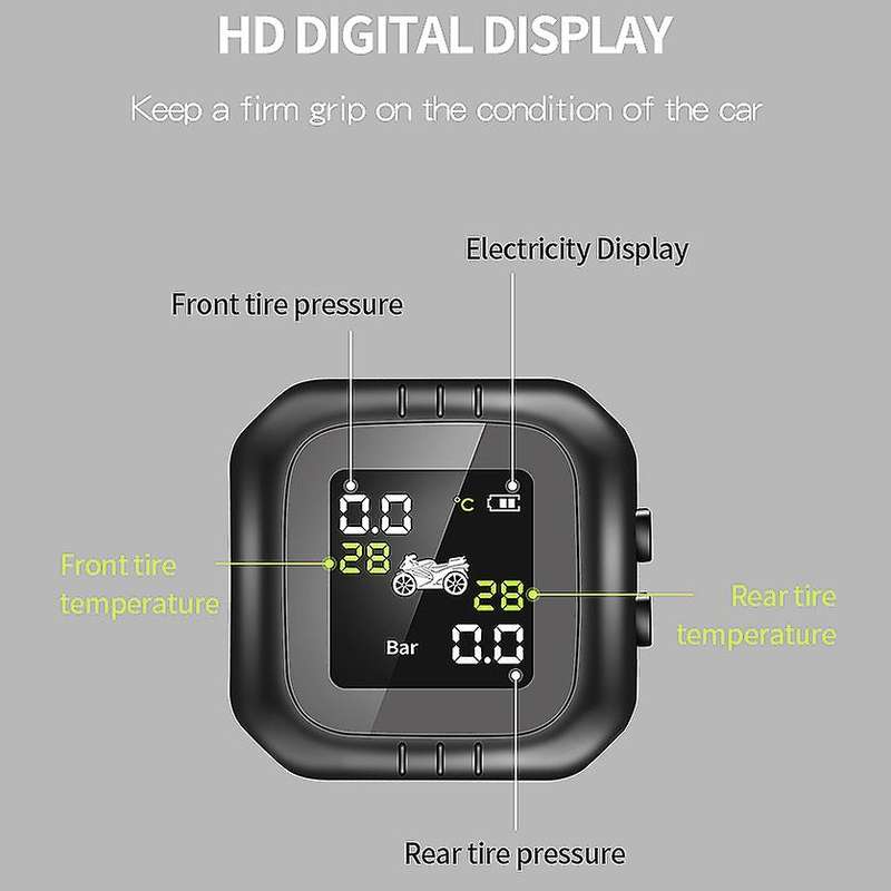 Motorcycle Tire Pressure Monitoring System Temperature Alarm Waterproof Cordless TPMS External Senso