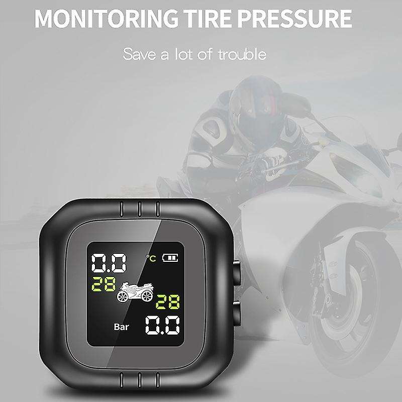 Motorcycle Tire Pressure Monitoring System Temperature Alarm Waterproof Cordless TPMS External Senso