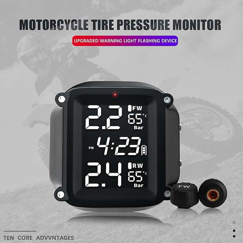 Motorcycle TPMS Charging Tire Pressure and Temperature Monitoring System DC5V LCD Color Screen Exter