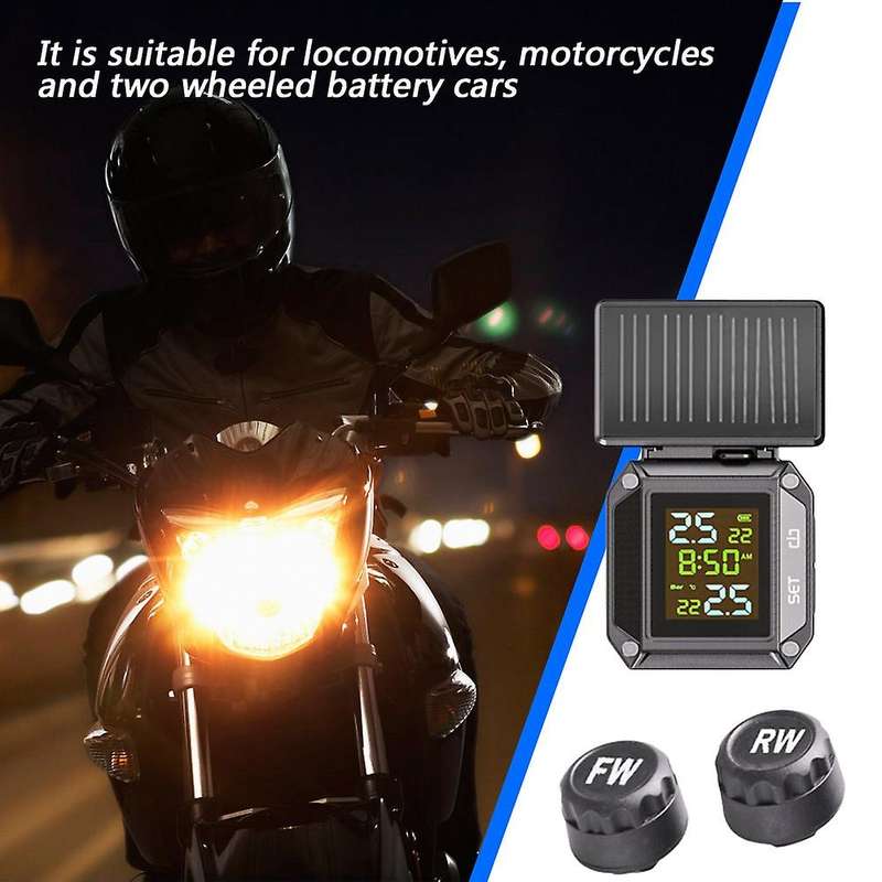Motorcycle TPMS Motorbike Waterproof LCD Tire Pressure Monitoring System Tyre Temperature Alarm Syst