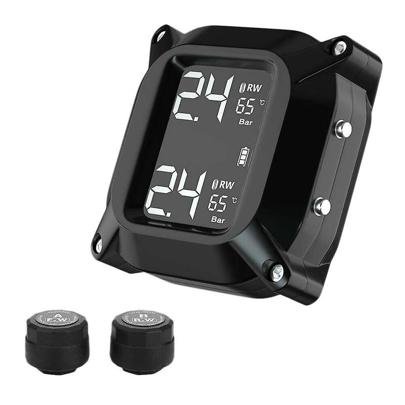 Motorcycle Tpms Wireless Tire Pressure Temperature Monitoring System Lcd Screen USB Quick Charge wit