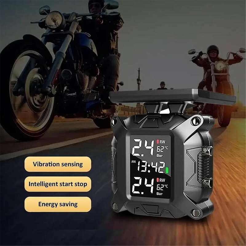 Motorcycle TPMS Solar Power Tire Pressure Monitor Real Time Tire Pressure Monitoring System Temperat