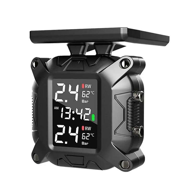 Motorcycle TPMS Solar Power Tire Pressure Monitor Real Time Tire Pressure Monitoring System Temperat