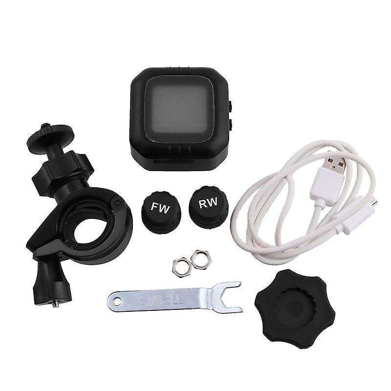 Motorcycle TPMS Motor Tire Pressure Tyre Temperature Monitoring Alarm System with 2 External Sensors
