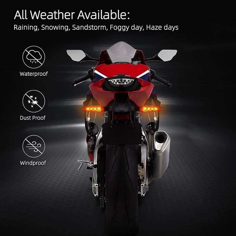 Motorcycle Turn Signal Red/Sequence Amber LED Indicator Light Daytime Running Lights DRL Switchback
