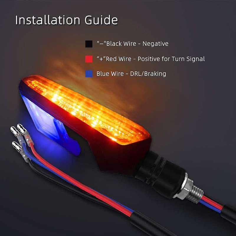 Motorcycle Turn Signal Red/Sequence Amber LED Indicator Light Daytime Running Lights DRL Switchback