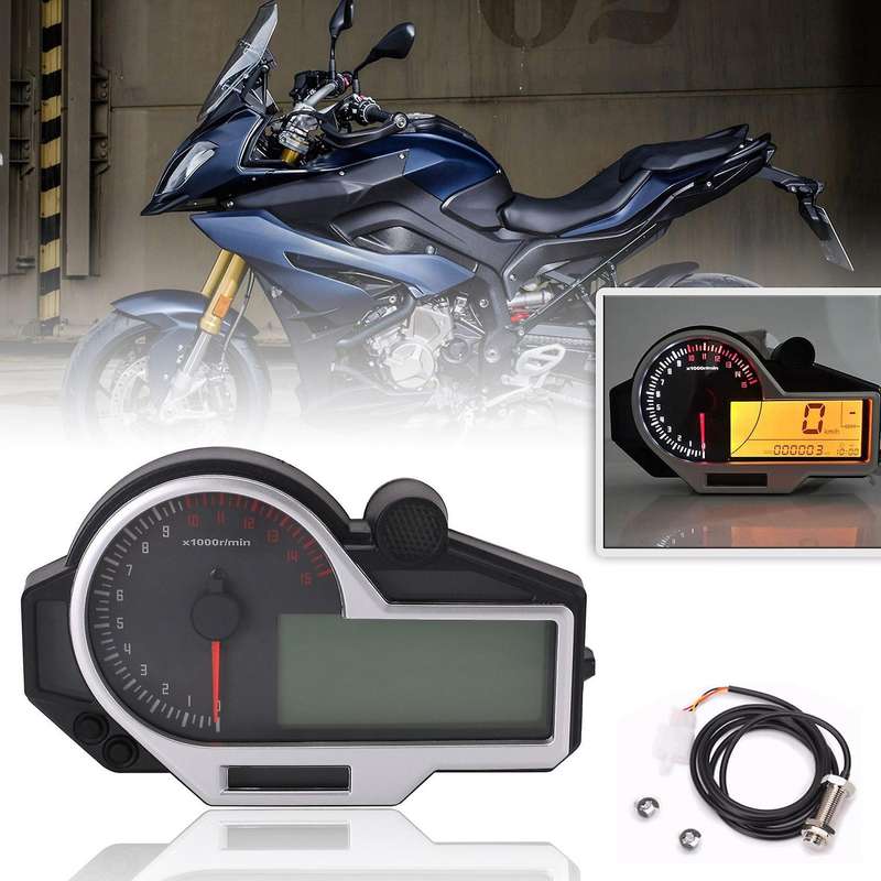 Motorcycle Universal 1, 2, 4 Cylinder Odometer Tachometer ATV LCD Digital Speedometer for