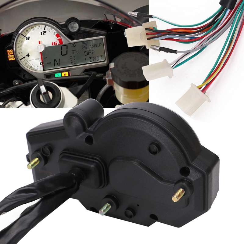 Motorcycle Universal 1, 2, 4 Cylinder Odometer Tachometer ATV LCD Digital Speedometer for