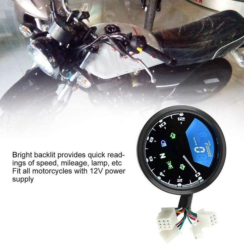 Motorcycle Universal LCD Digital Speedometer 12000RPM LED Backlight Motorcycle Odometer for 2,4 Cyli