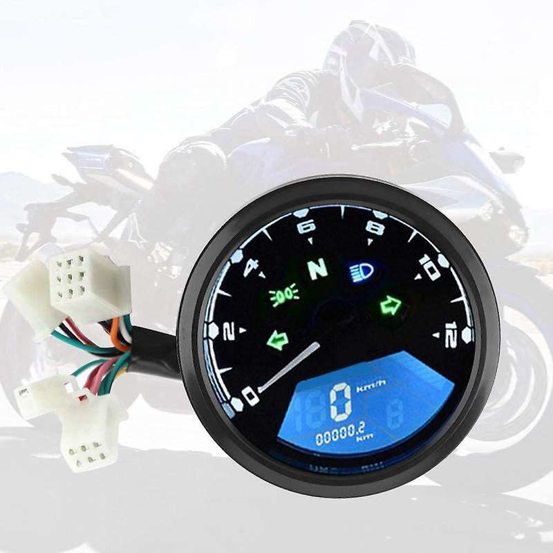 Motorcycle Universal LCD Digital Speedometer 12000RPM LED Backlight Motorcycle Odometer for 2,4 Cyli