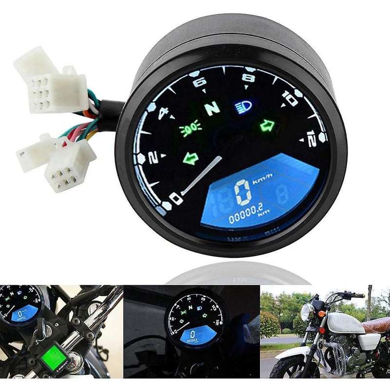 Motorcycle Universal LCD Digital Speedometer 12000RPM LED Backlight Motorcycle Odometer for 2,4 Cyli
