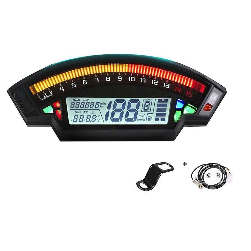Motorcycle Universal LCD Digital Speedometer 14000RPM 6 Speed 199Km/H for 1,2,4 Cylinder Meter Odome