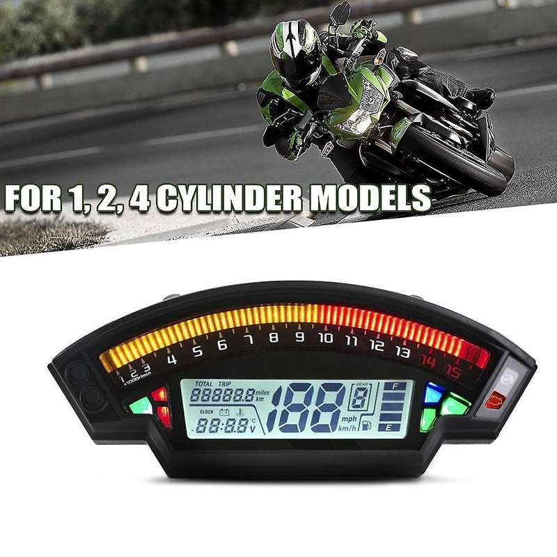 Motorcycle Universal LCD Digital Speedometer 14000RPM 6 Speed 199Km/H for 1,2,4 Cylinder Meter Odome