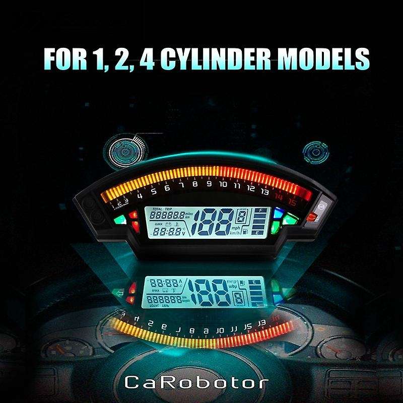 Motorcycle Universal LCD Digital Speedometer 14000RPM 6 Speed 199Km/H for 1,2,4 Cylinder Meter Odome