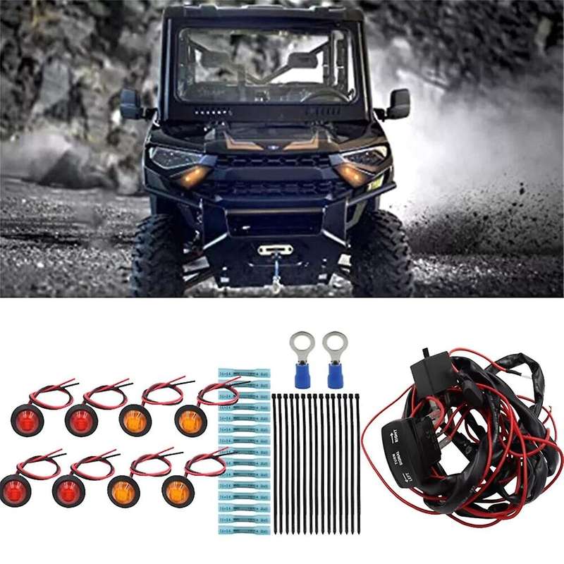 Motorcycle Universal Rocker Switch Turn Signal Kit Horn Flasher Relay Kit for SXS UTV ATV Dirt Bike