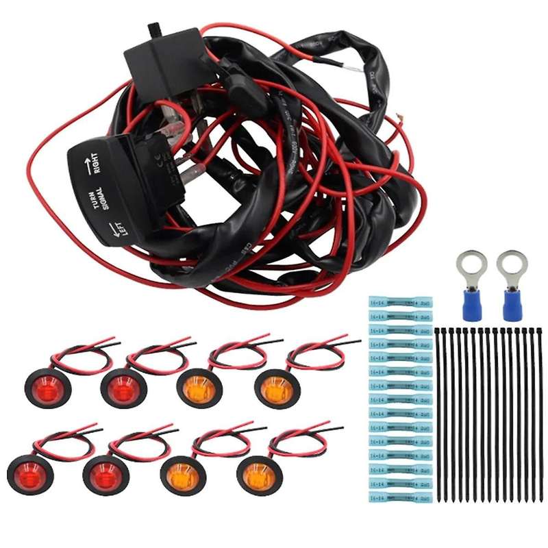 Motorcycle Universal Rocker Switch Turn Signal Kit Horn Flasher Relay Kit for SXS UTV ATV Dirt Bike
