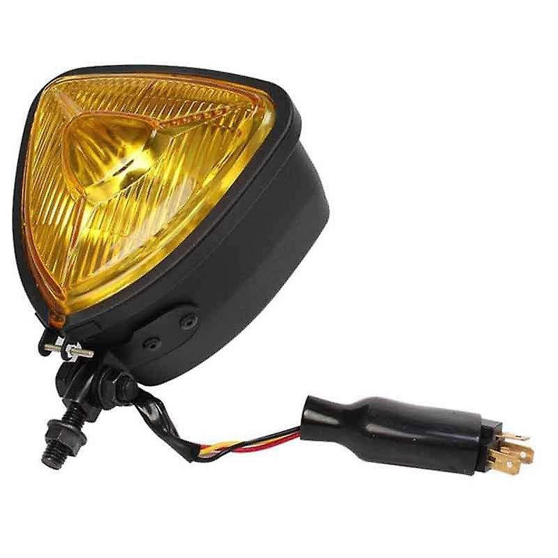Motorcycle Universal Triple-cornered Headlight for Chopper Cafe Amber Front Head Light Lamp