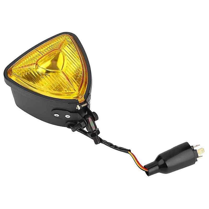 Motorcycle Universal Triple-cornered Headlight for Chopper Cafe Amber Front Head Light Lamp
