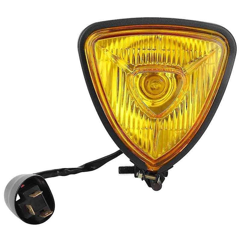Motorcycle Universal Triple-cornered Headlight for Chopper Cafe Amber Front Head Light Lamp