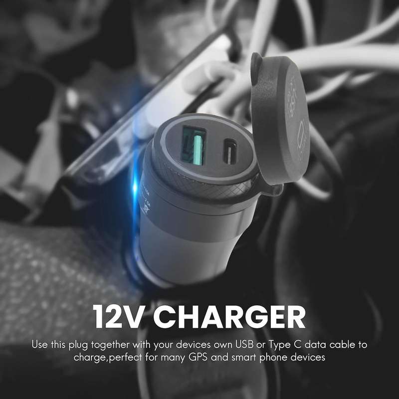 Motorcycle Waterproof Fast Charger with Usb Type-C Port 12V/24V Qc3.0 Adapter Din Plug Socket for B
