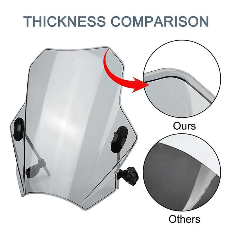 Motorcycle Windscreen for MT07 MT09 CBR600RR CB1000R GXSR 600 750 Adjustable 43x40cm Gray