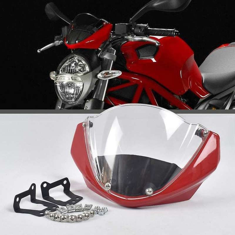 Motorcycle Windshield Head Cover Windshield Fairing for Monster 696 795 796 M1100, Red