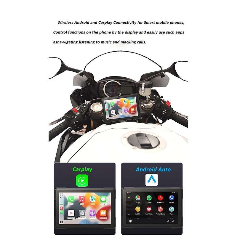 Motorcycle Wireless Carplay Waterproof 1080P 5 Inch WiFi Wireless Android-Auto DVR Dash Cam Tire Pre
