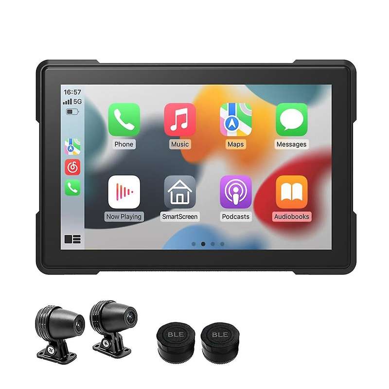 Motorcycle Wireless Carplay Waterproof 1080P 5 Inch WiFi Wireless Android-Auto DVR Dash Cam Tire Pre