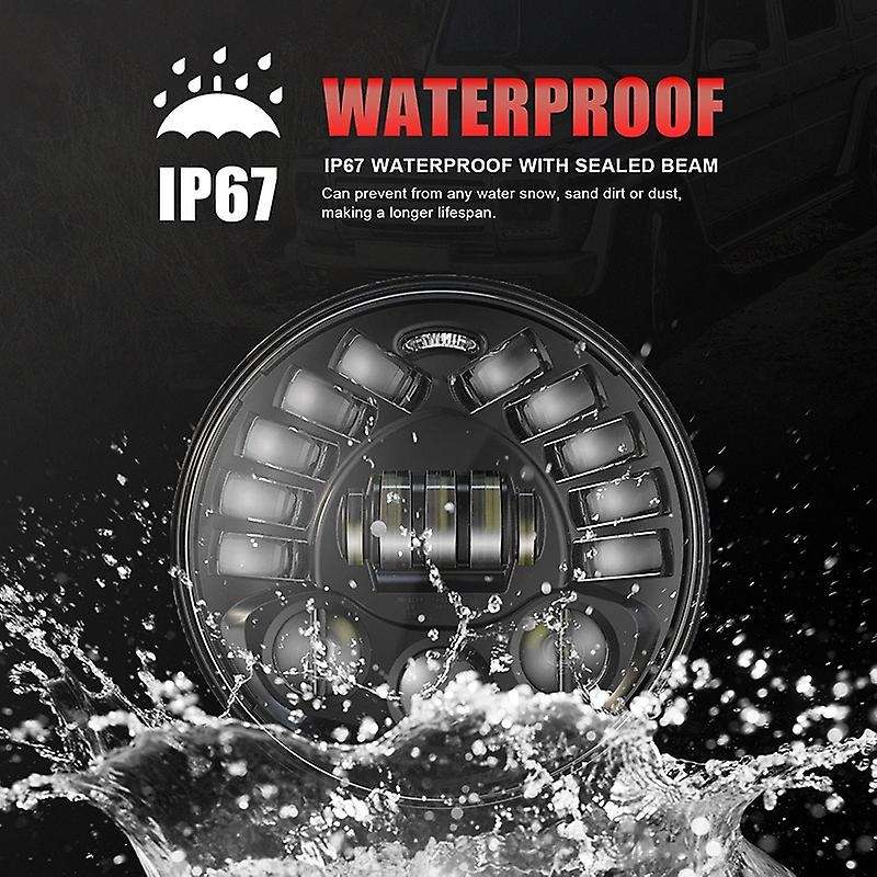 Motorcycles and Cars Modified LED Headlights 500 Watts 7 Inch Water for Wrangler Headlights 6000K Wh