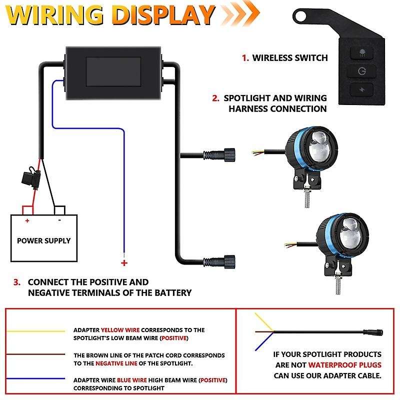 Motorcycles Led Spotlight Fog Light Wiring Harness Relay Wire Wireless Switch High and Low Beam Wit