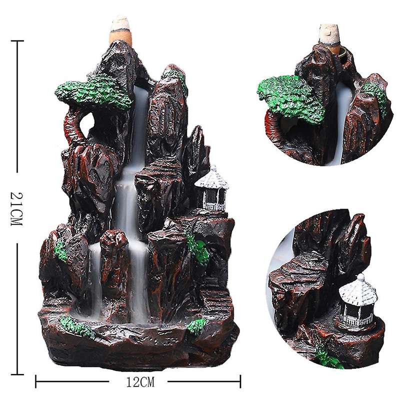 Mountains River Burner Fountain Resin Backflow Aroma Smoke Censer Holder Incense Censer Decor