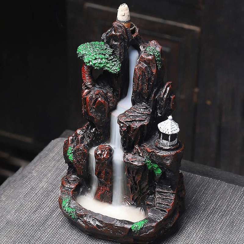 Mountains River Burner Fountain Resin Backflow Aroma Smoke Censer Holder Incense Censer Decor