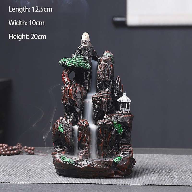 Mountains River Burner Fountain Resin Backflow Aroma Smoke Censer Holder Incense Censer Decor