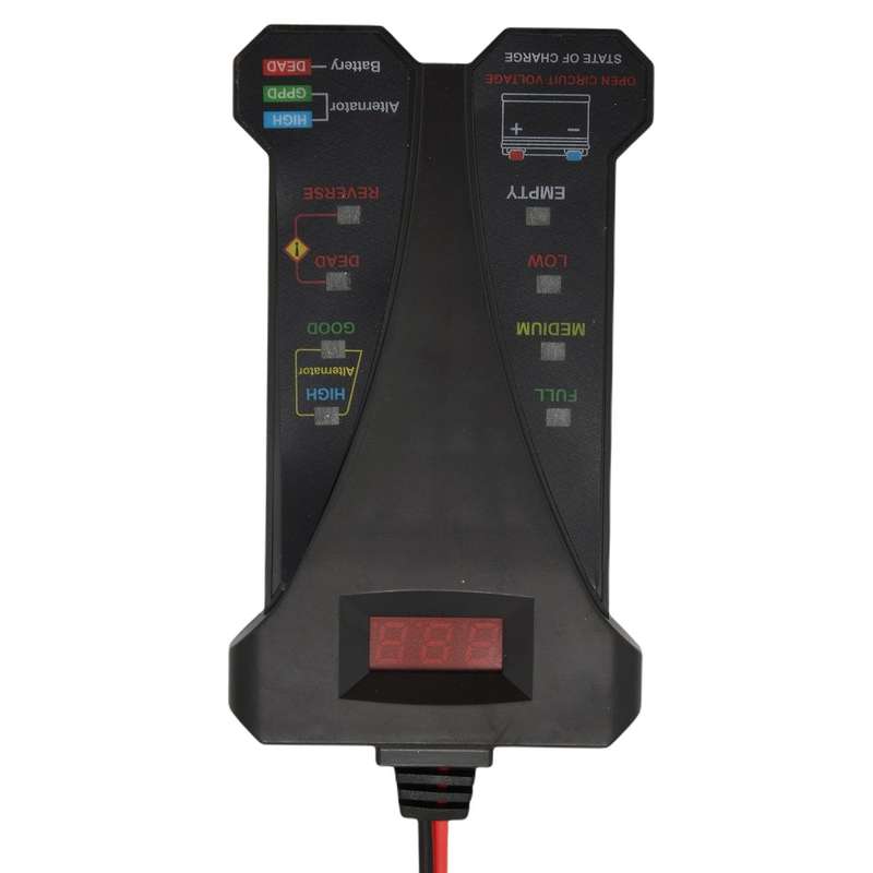 MP0514A 12V Digital Battery Tester Voltmeter and Charging System Analyzer with LCD Display and LED