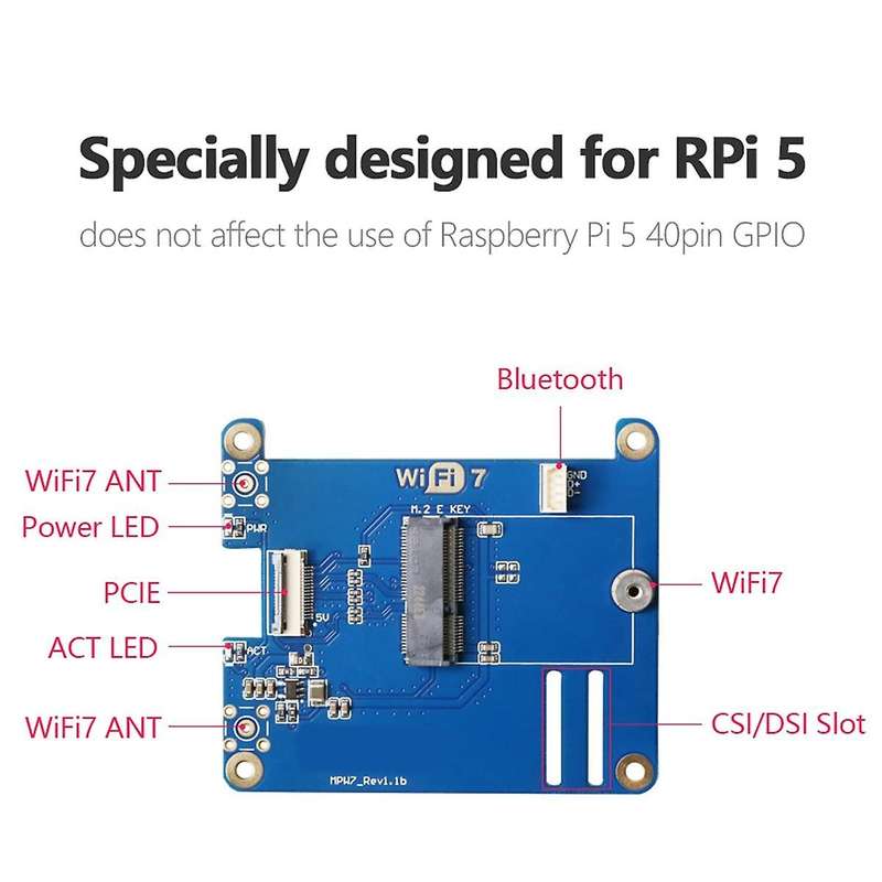 MPW7ACA for 5 PCIE to M.2 E-Key WiFi7 Module with Case BE200 Support TPU,WiF6E AX210,AX200