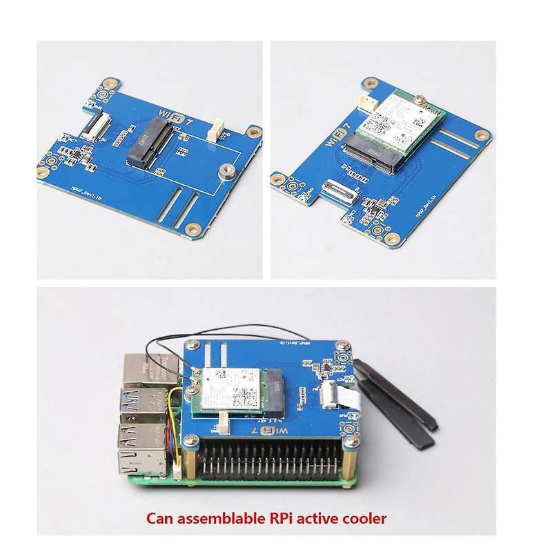 MPW7NA for 5 PCIE to M.2 E-Key WiFi7 Module+2 X Antenna BE200 Support TPU,WiF6E AX210,AX200 Adapter