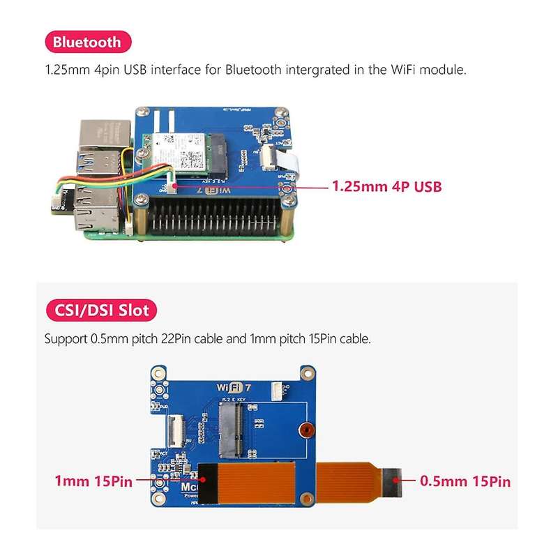 MPW7NCAB for 5 PCIE to M.2 E-Key WiFi7 Module+USB Adapter Kit BE200 Support TPU,WiF6E AX210,AX200