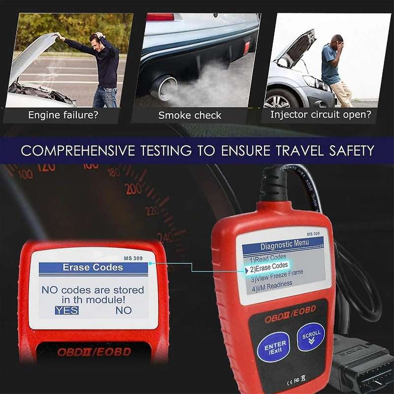 Ms309 Obd2 Scanner Check Engine Light Fault Code Reader Universal Obdii Diagnostic Scan Tool,a