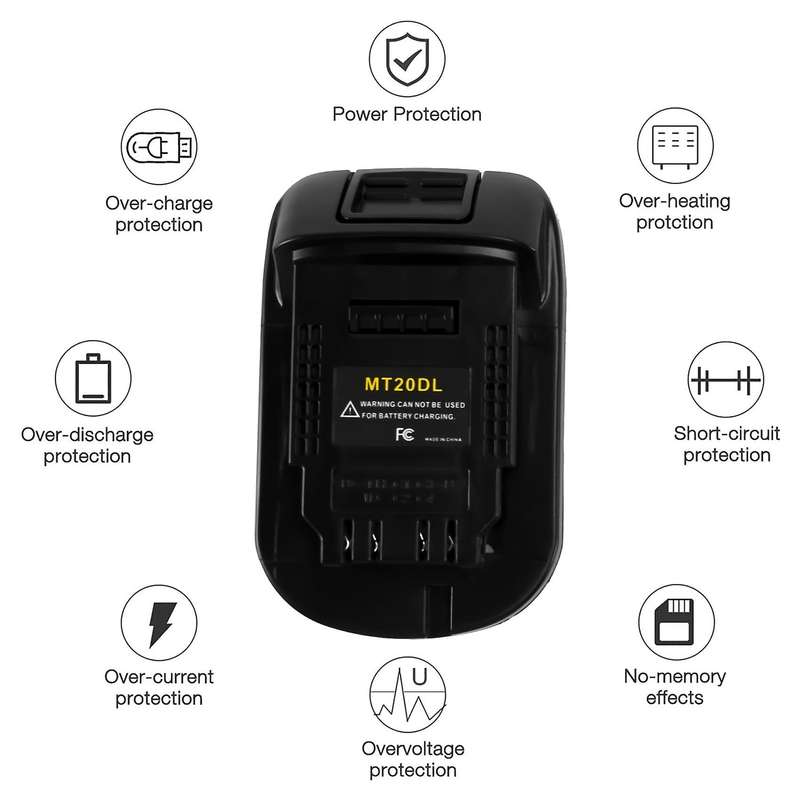 Mt20dl Battery Adapter Compatible Makita 18v Compatible Dewalt 18v 20v Battery