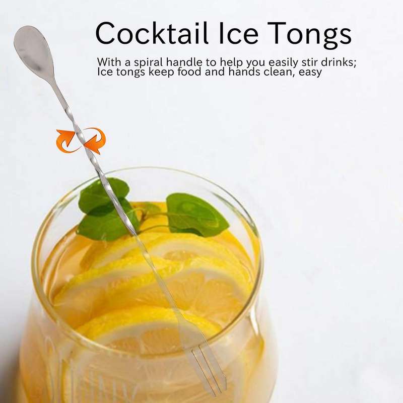 Muddler,5 Pcs Stainless Steel Accessory Set Mixing Spoon & Ice Tongs for Family Bar Tool Essential