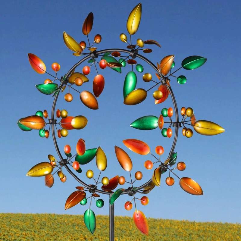 Multi Color Wind Sculpture Spinner Unique Metal Windmill Yard Garden Farm Outdoor Spinners Catchers
