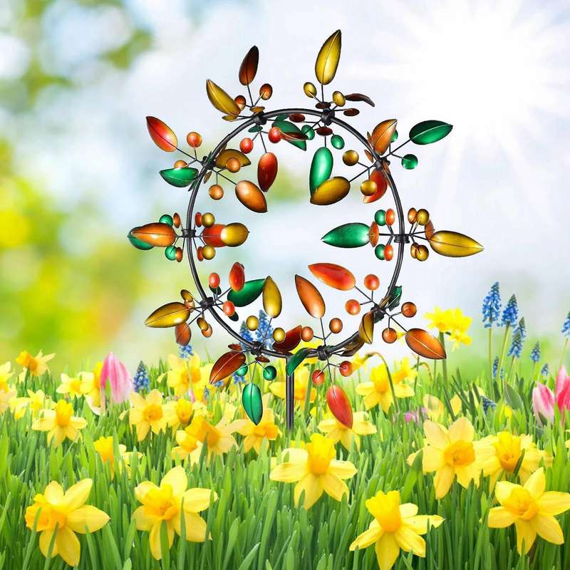 Multi Color Wind Sculpture Spinner Unique Metal Windmill Yard Garden Farm Outdoor Spinners Catchers